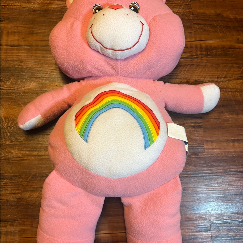 Vintage Care Bear Cheer Bear Plush Rainbow Jumbo Large  24” Pink  Stuffed